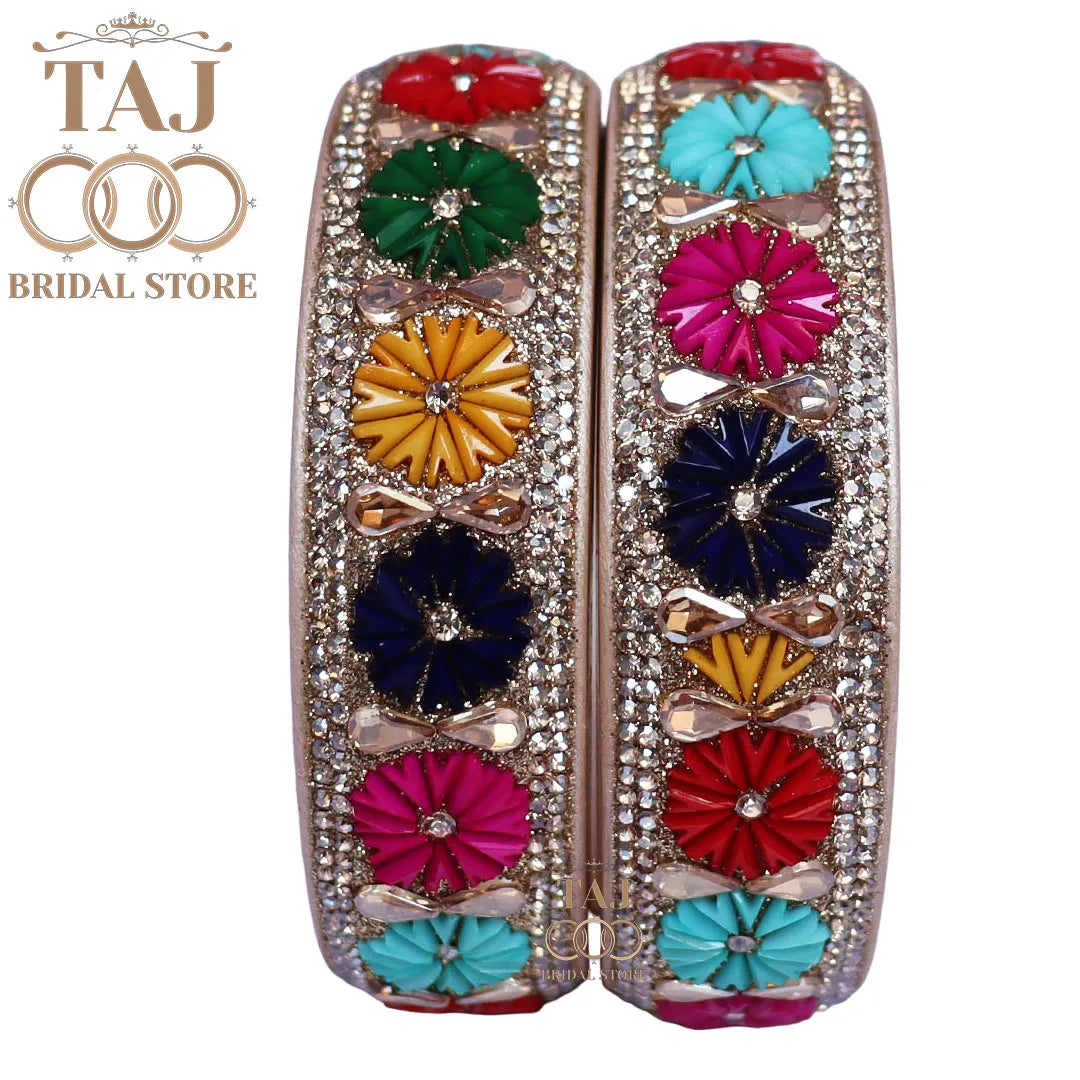 Rajasthani Traditional Lac Kada with Beautiful Latest Flower Design (Pack of 2)