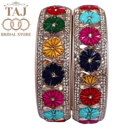 Rajasthani Traditional Lac Kada with Beautiful Latest Flower Design (Pack of 2)