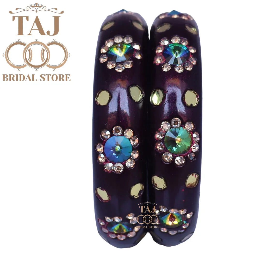 Lac Kada With Beautiful Rhinestone Design (Pack of 2)