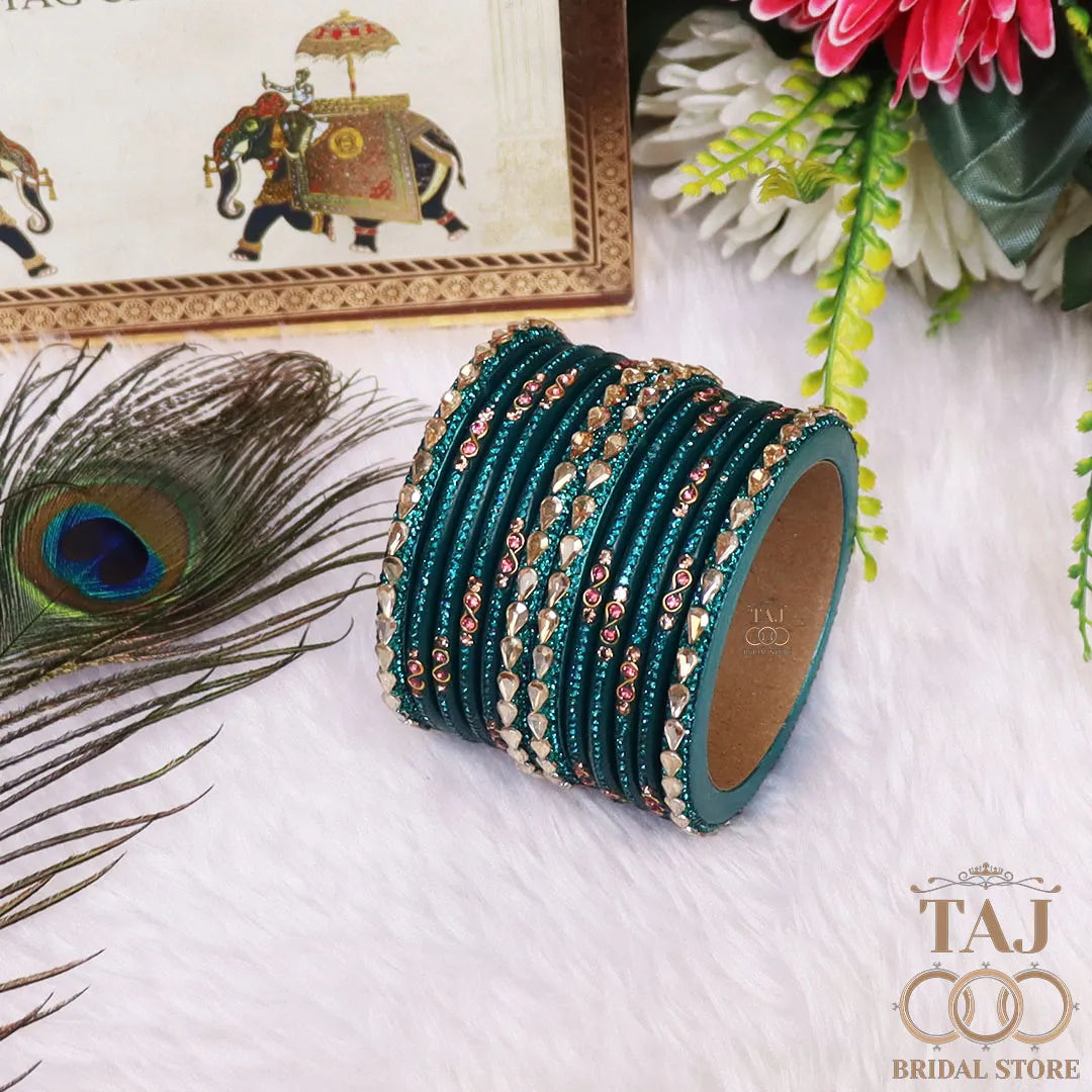 Rajasthani Short Lac Bangles Set With New Kundan Design