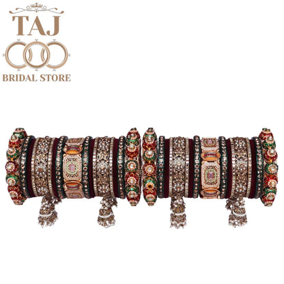 Royal Rajwadi Bridal Bangles Set With Latest Jhoomer Design Kada