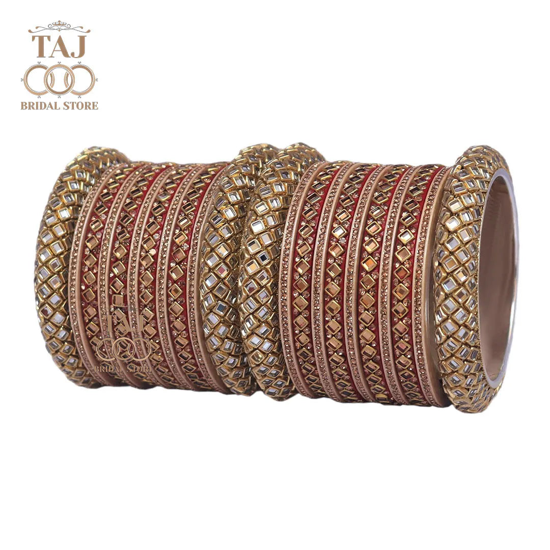 Lac Bangles for Bride with Beautiful Kundan Design Taj Bridal Store