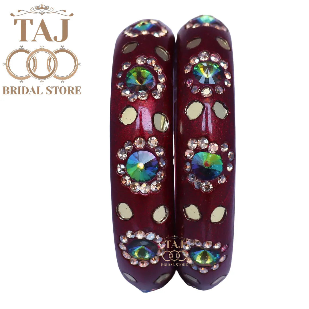 Lac Kada With Beautiful Rhinestone Design (Pack of 2)