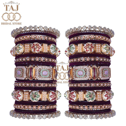 Designer Bridal Bangles Set With Beautiful Unique Design Metal Kada