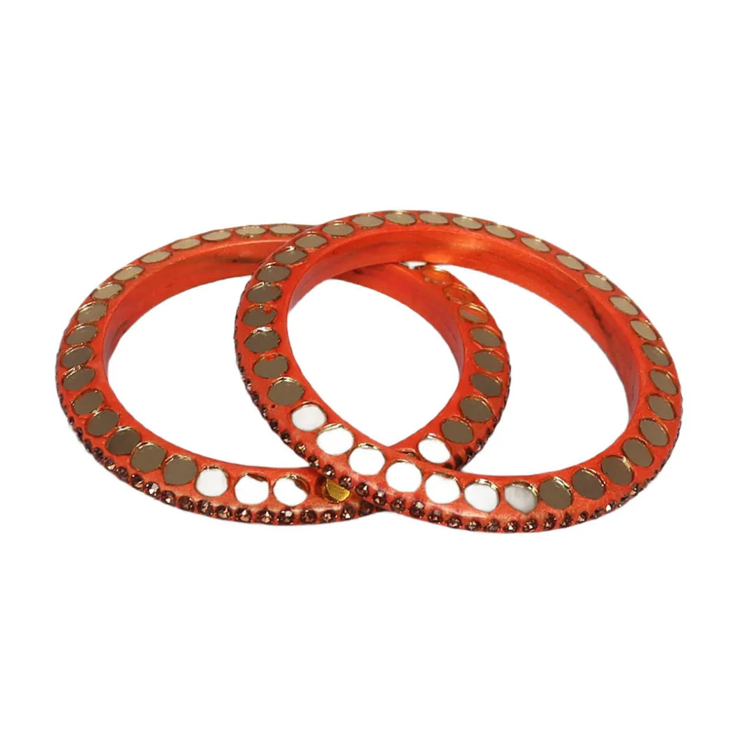 Lakh Bangle with Beautiful Mirror Work (Pack of 2) Taj Bridal Store