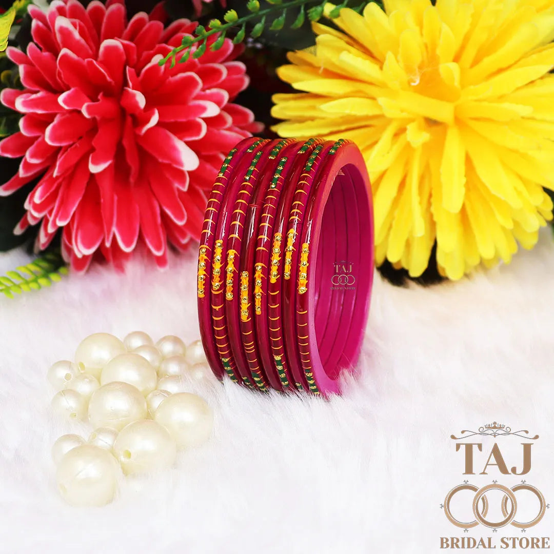 Rajasthani Plain Lac Bangles with Beautiful Handpaint Design