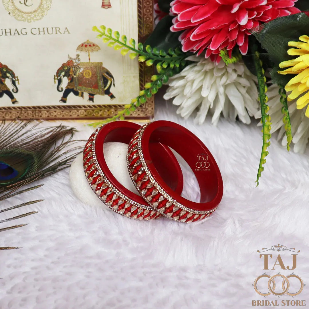 Jaipuri Stylish Lac Kada Pair With New Kundan Design