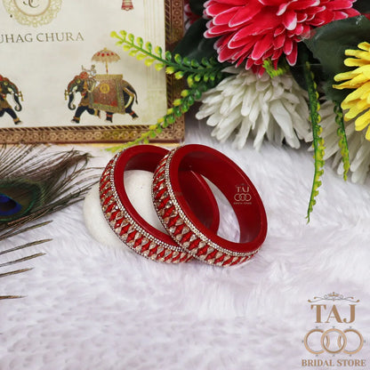 Jaipuri Stylish Lac Kada Pair With New Kundan Design