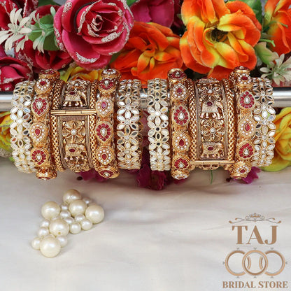 Designer Wedding Bangles Set With Beautiful New Elephant Design Kada