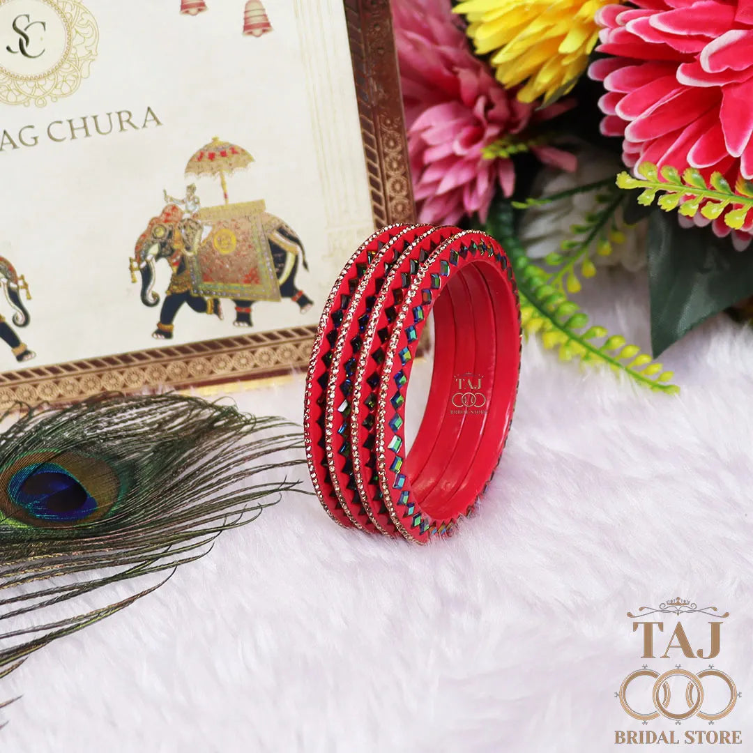 Rajasthani Fancy Lac Kada Bangles in Latest Kundan Rhinestones Design