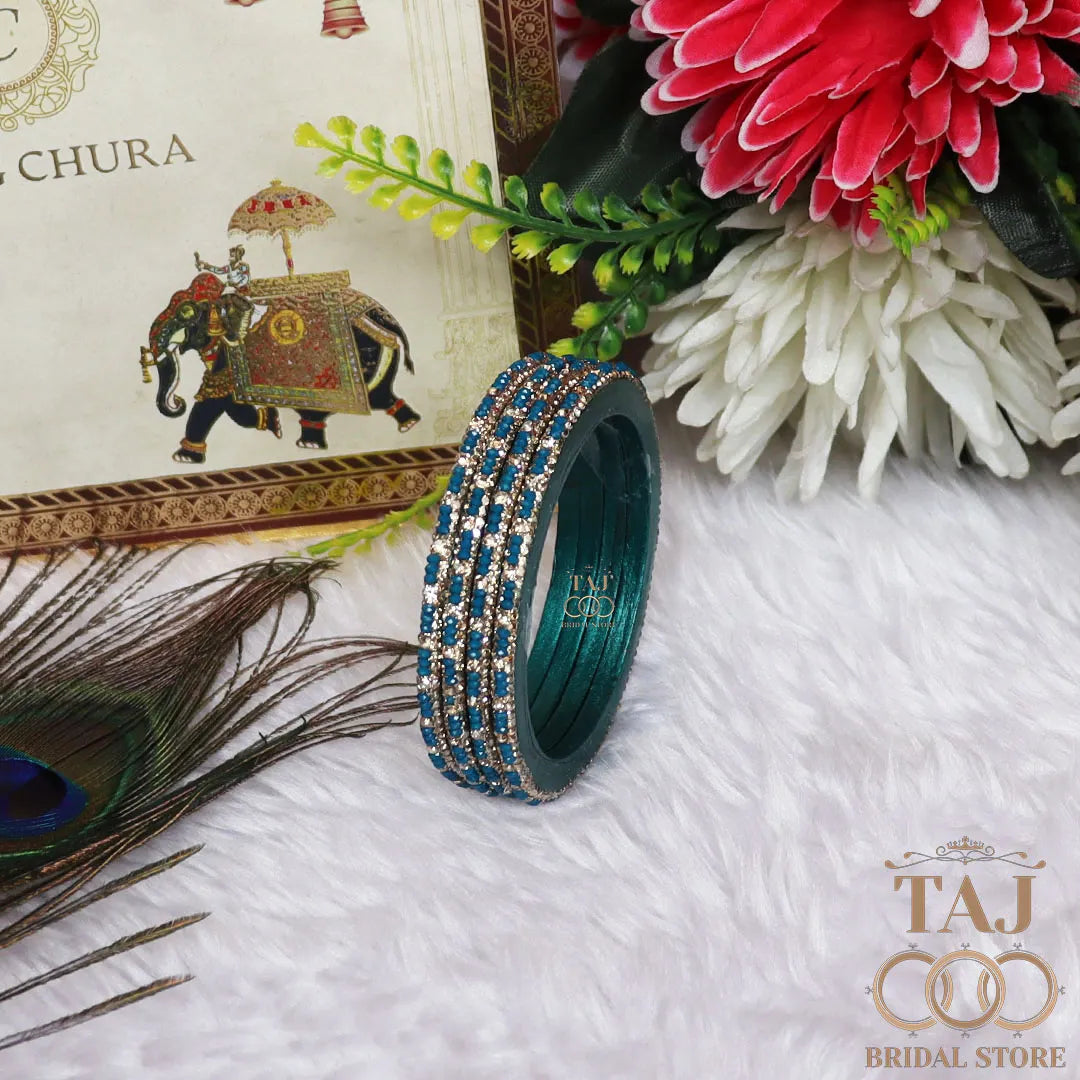 Handmade Lac Bangles For Women With Latest Rhinestones Design