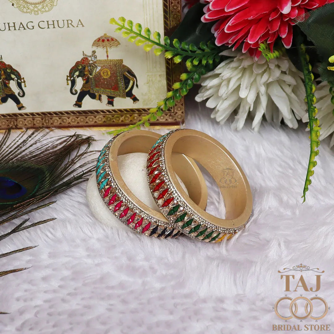 Jaipuri Stylish Lac Kada Pair With New Kundan Design