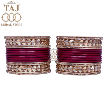 Lac Semi Bridal Bangles Set With Beautiful Kundan Design Kada