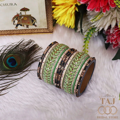 Women Lac Short Bangles Set With Latest Kundan Rhinestones Design