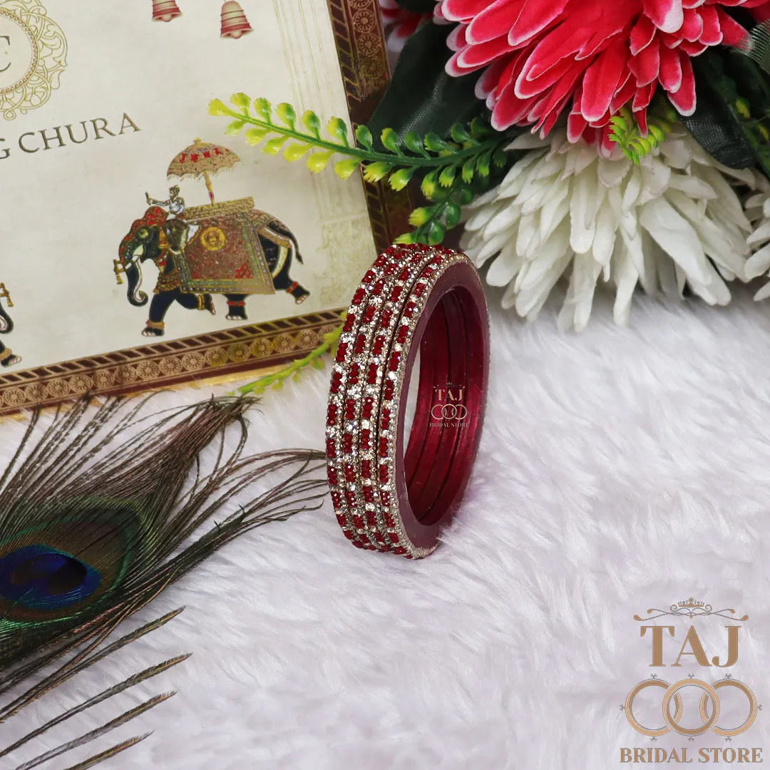 Handmade Lac Bangles For Women With Latest Rhinestones Design