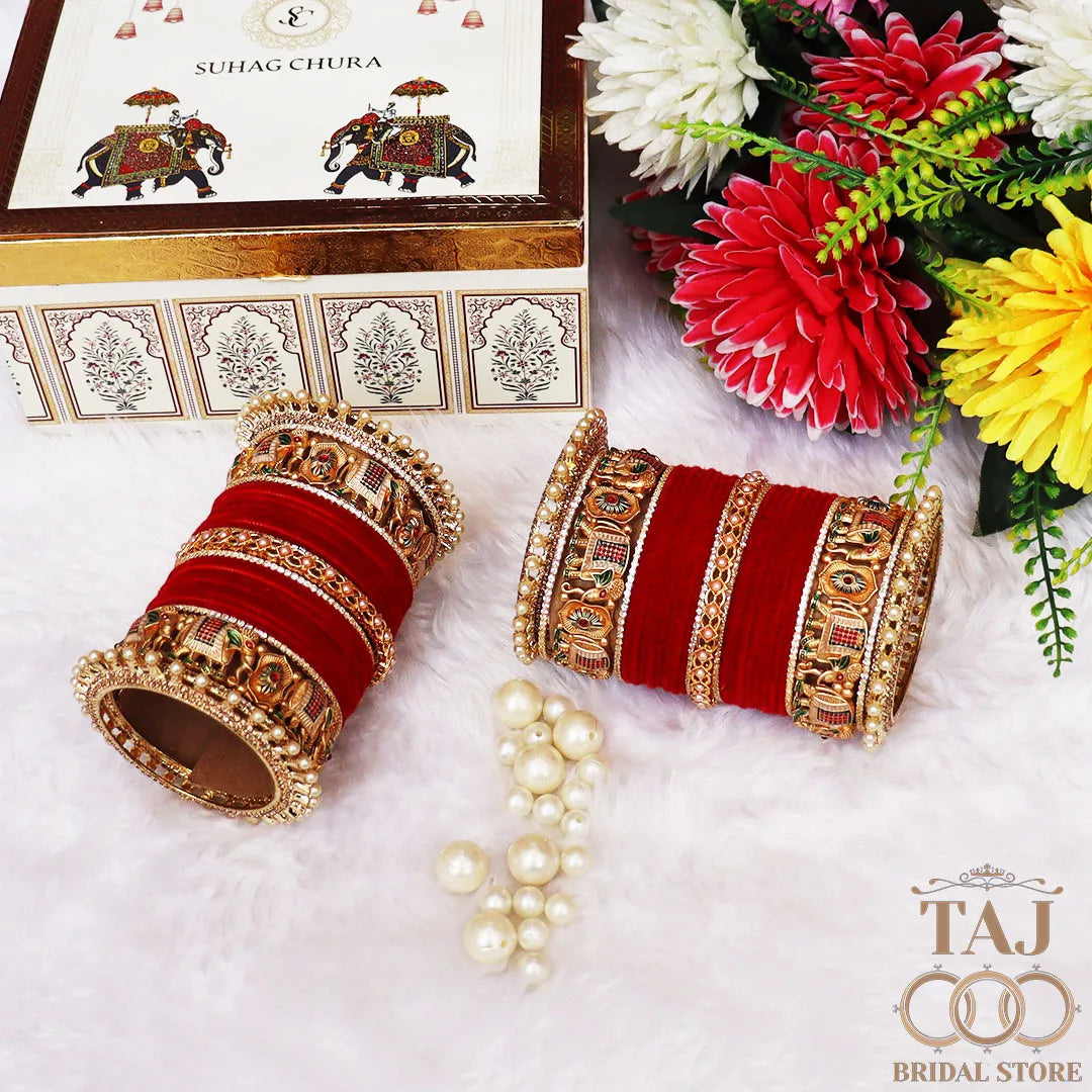 Rajasthani Bridal Bangles Set with Latest Elephant Motifs