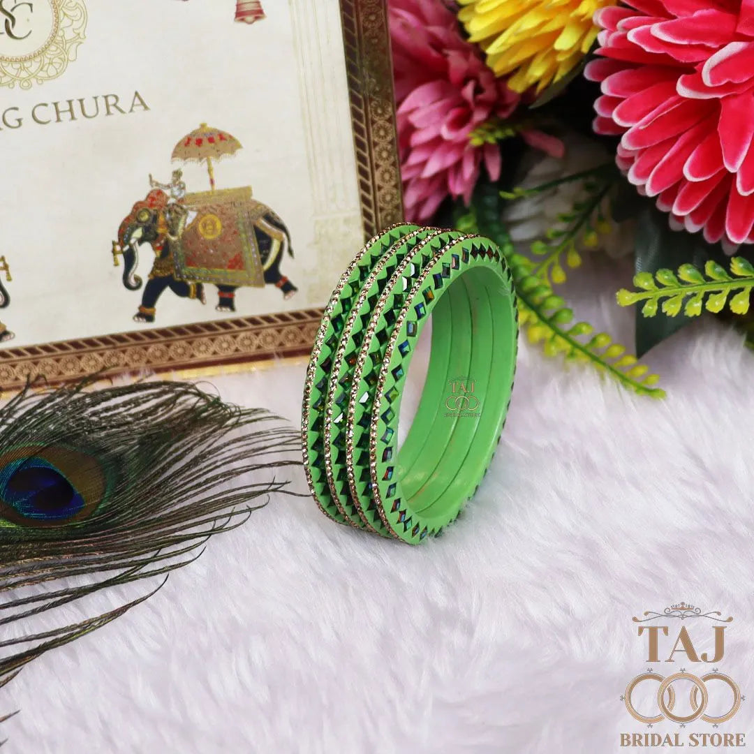 Rajasthani Fancy Lac Kada Bangles in Latest Kundan Rhinestones Design