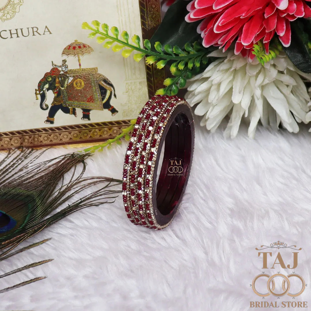 Handmade Lac Bangles For Women With Latest Rhinestones Design