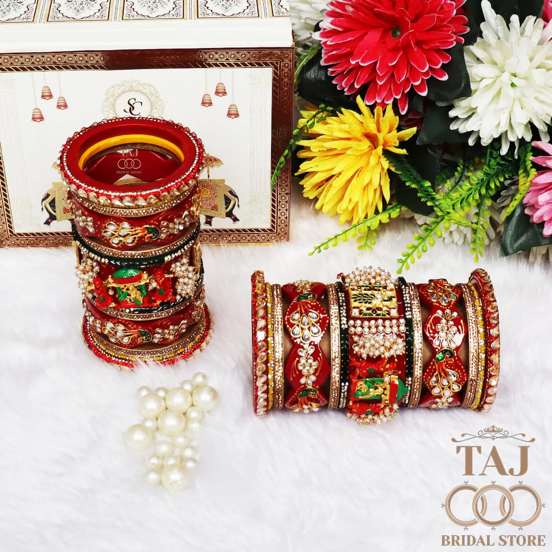 Luxurious Designer Lac Bangles Set with Latest Peacock and Doli Design