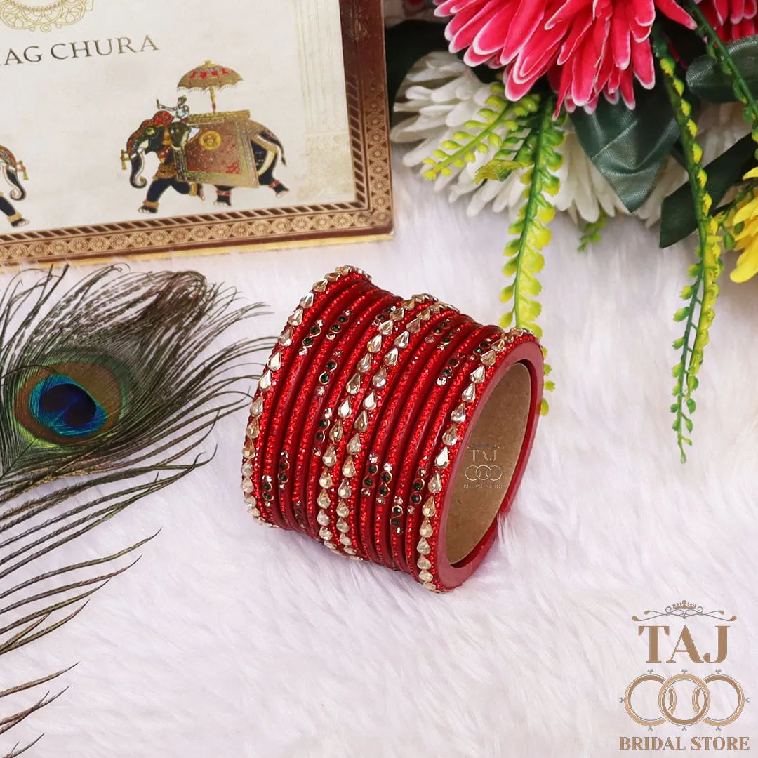 Rajasthani Short Lac Bangles Set With New Kundan Design