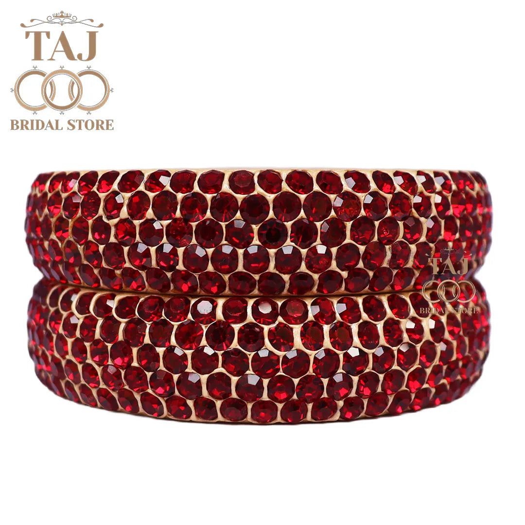 Rajasthani Lac Kada in Beautiful Red Stone (Pack of 2) Taj Bridal Store