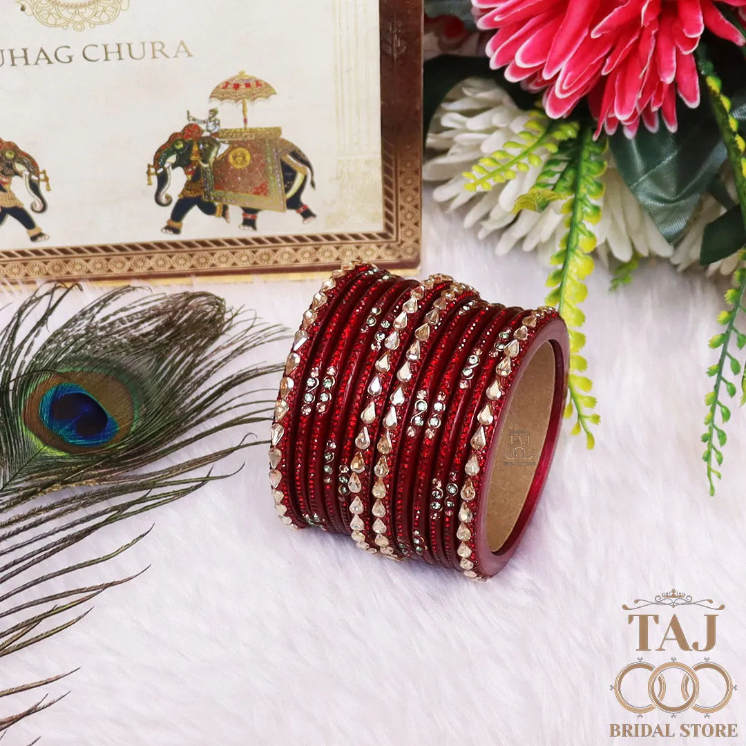 Rajasthani Short Lac Bangles Set With New Kundan Design