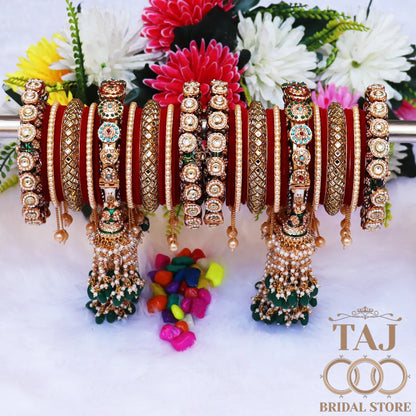 Luxurious Bridal Bangles Set in Beautiful Heavy Latkan Design