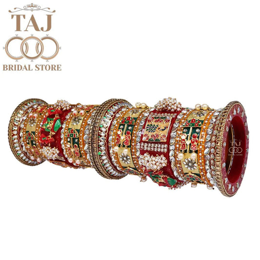 Rajwadi Wedding Bangles Set With Beautiful New Umbrella Design Kada