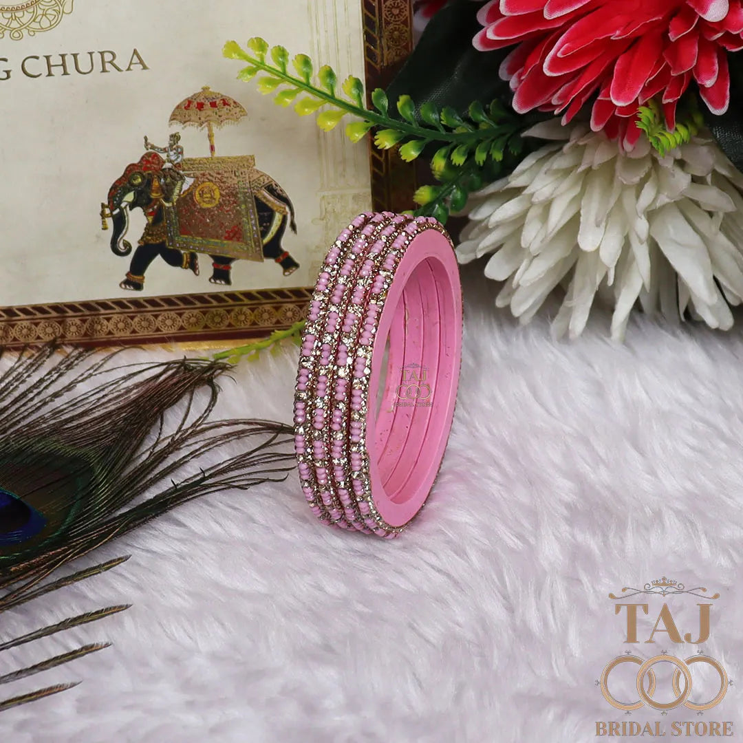 Handmade Lac Bangles For Women With Latest Rhinestones Design