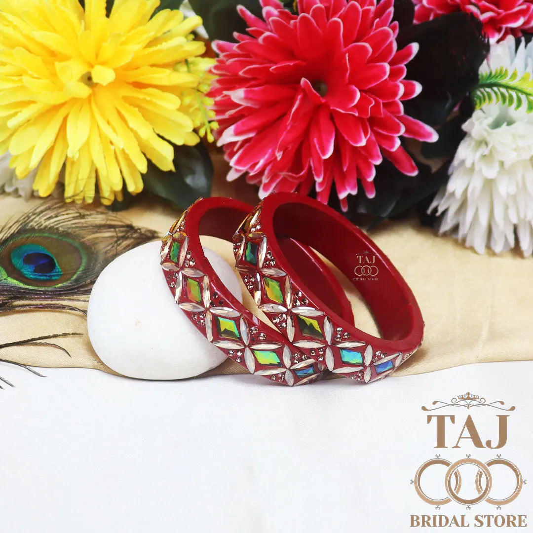 Designer Lac Kada Bangles with Exquisite Kundan Work