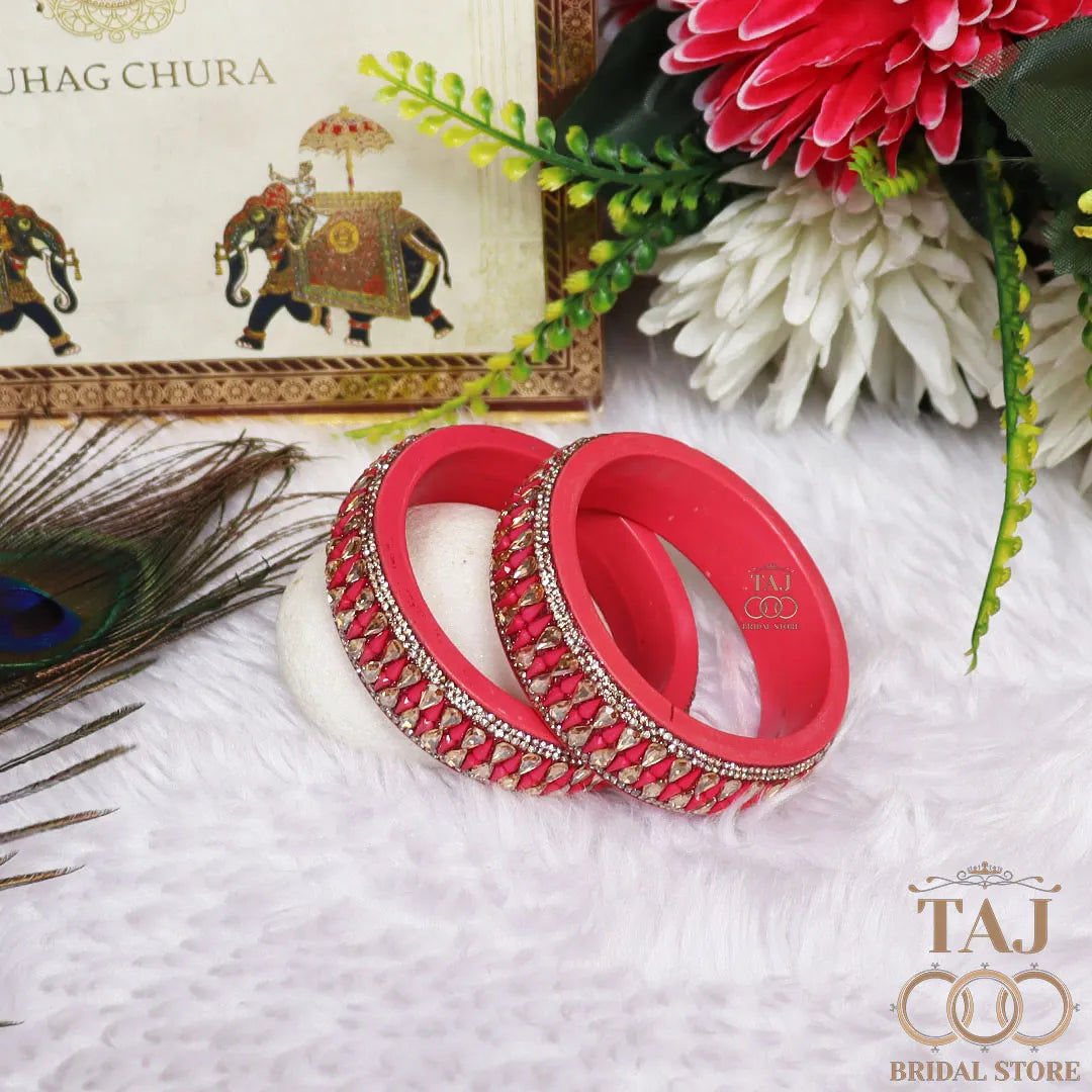 Jaipuri Stylish Lac Kada Pair With New Kundan Design