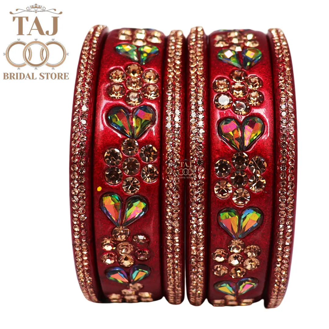 Rajasthani Short Lac Bangles Set in Latest Kundan & Rhinestons Design