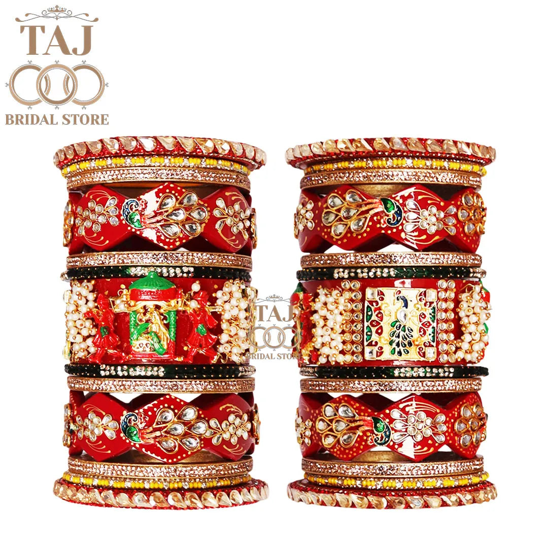 Luxurious Designer Lac Bangles Set with Latest Peacock and Doli Design