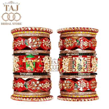 Luxurious Designer Lac Bangles Set with Latest Peacock and Doli Design