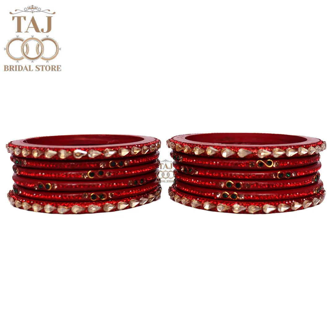 Rajasthani Short Lac Bangles Set With New Kundan Design