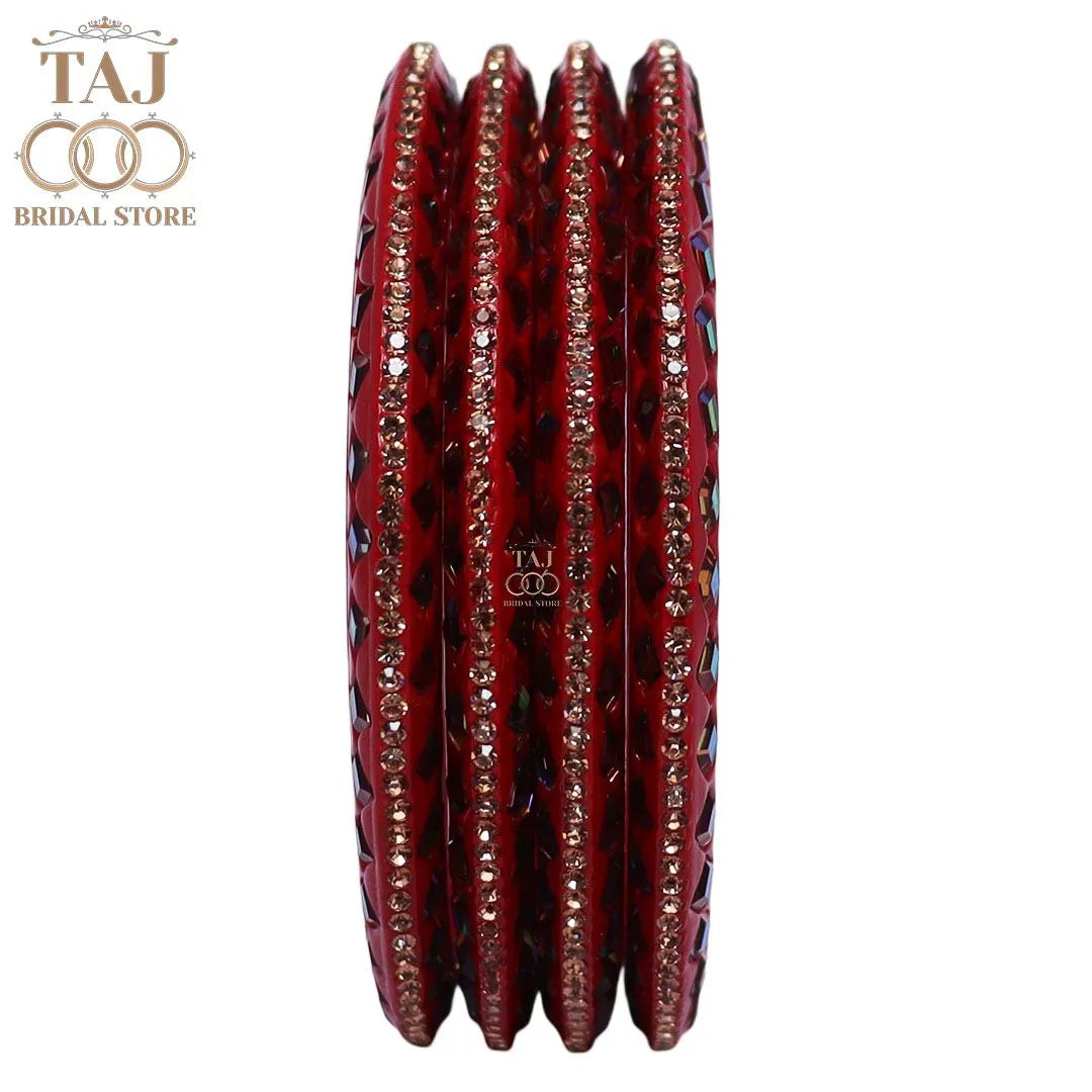 Rajasthani Fancy Lac Kada Bangles in Latest Kundan Rhinestones Design