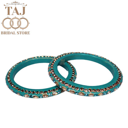 Lac Kundan Design Kada With Beautiful Kundan And Rhinestone Design (Set of 2)