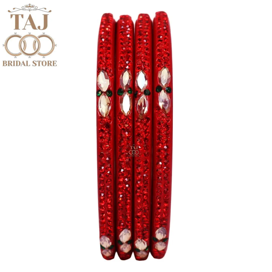 Kundan Lac Bangles with Beautiful Kundan and Rhinestones Design