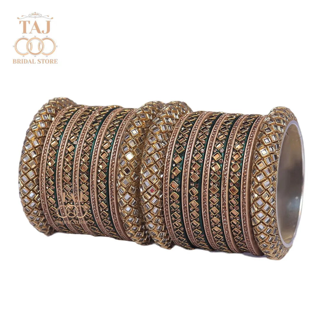 Lac Bangles for Bride with Beautiful Kundan Design Taj Bridal Store