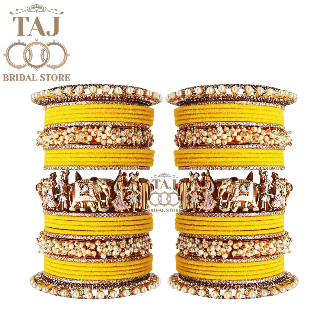 Elegant Wedding Bangle Set with Dulha-Dulhan & Elephant Motifs