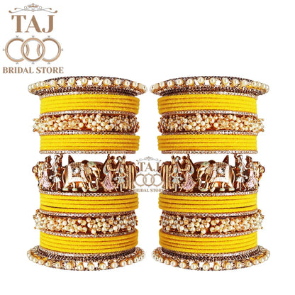 Elegant Wedding Bangle Set with Dulha-Dulhan & Elephant Motifs