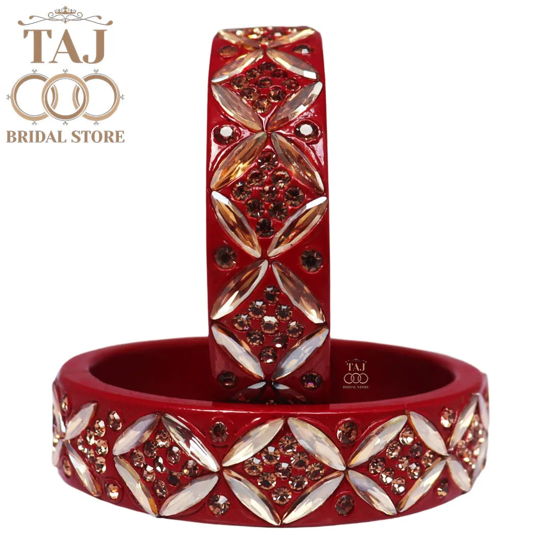 Traditional Rajasthani Lac Kada Bangles with Kundan and Rhinestones