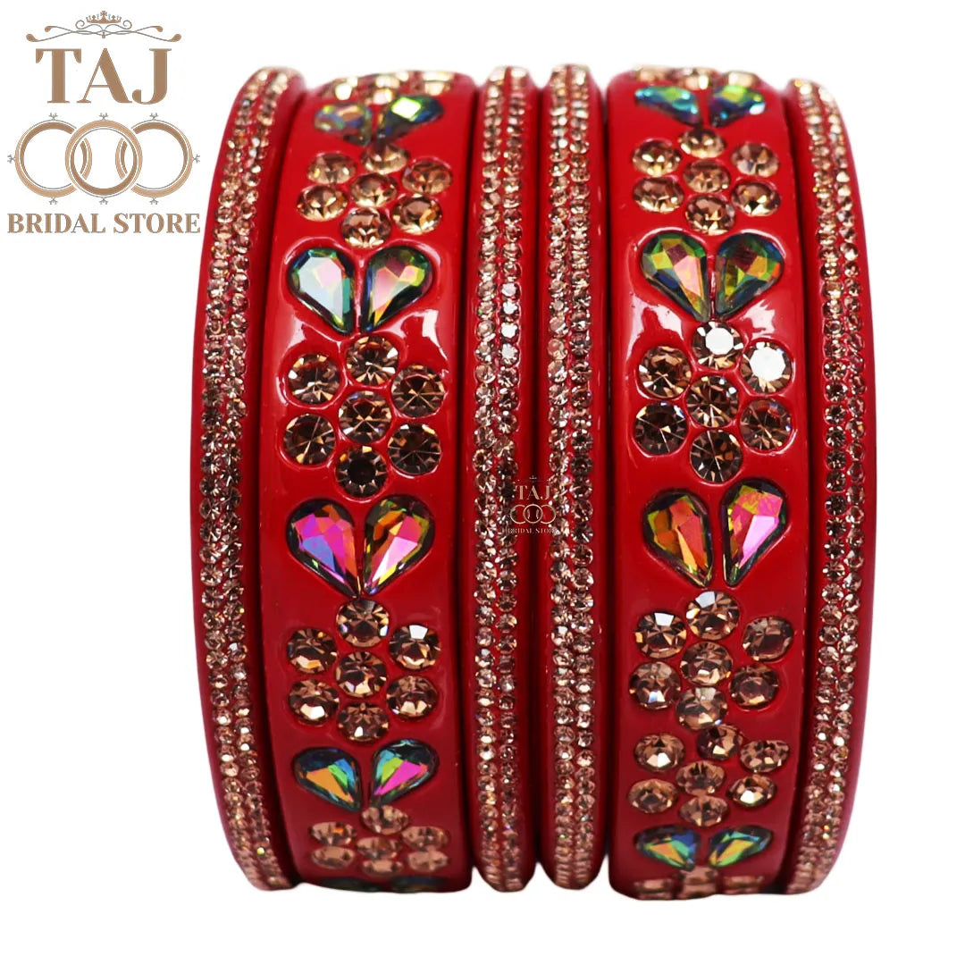 Rajasthani Short Lac Bangles Set in Latest Kundan & Rhinestons Design