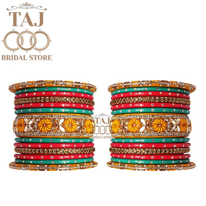 Colorful Lac Bangles For Wedding in Best Kundan & Flower Design