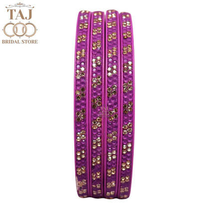 Designer Lac Bangles Set in Latest Traditional Rhinestones Design