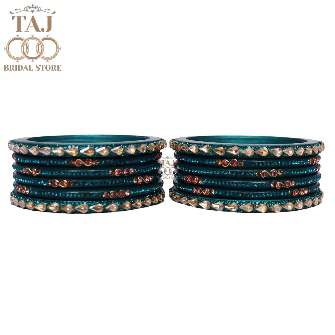 Rajasthani Short Lac Bangles Set With New Kundan Design