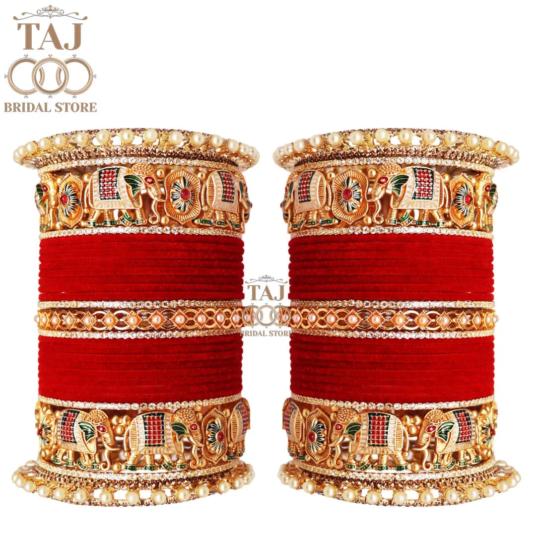 Rajasthani Bridal Bangles Set with Latest Elephant Motifs