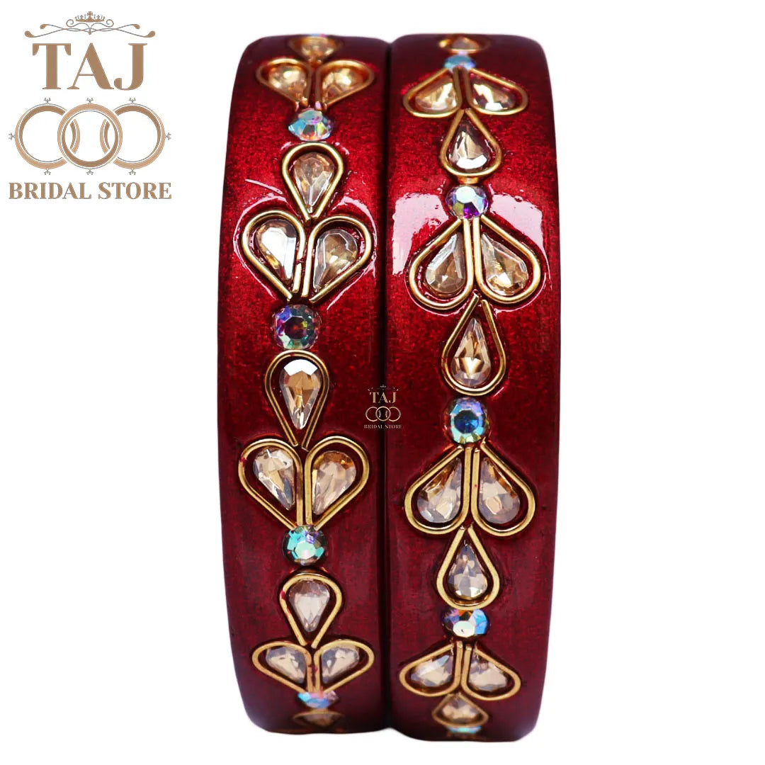 Designer Lac Kada Bangles with Exquisite Kundan Work (Set of 2)