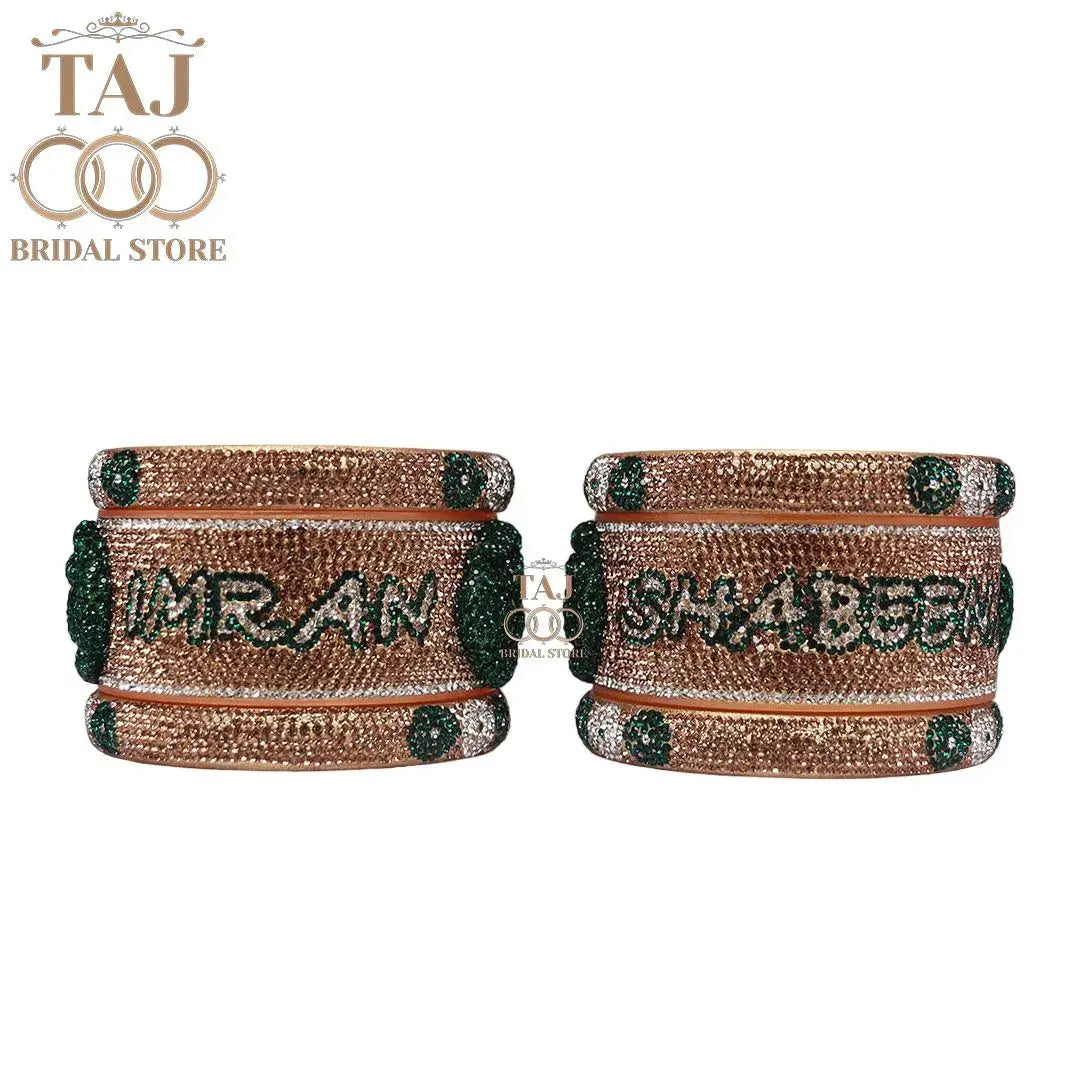 Couple Name Kada with Beautiful Flower Design (Pack of 2)