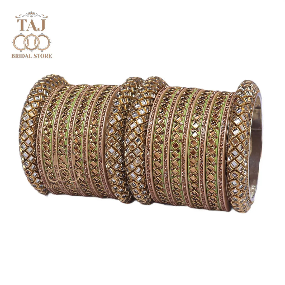 Lac Bangles for Bride with Beautiful Kundan Design Taj Bridal Store